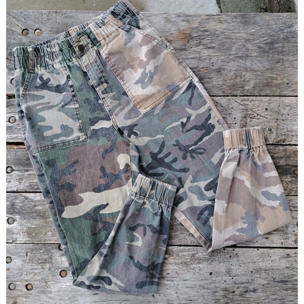 Madden Girl Two Tone Green Tan Camo Jogger Casual Pants Small Y2k 2000's